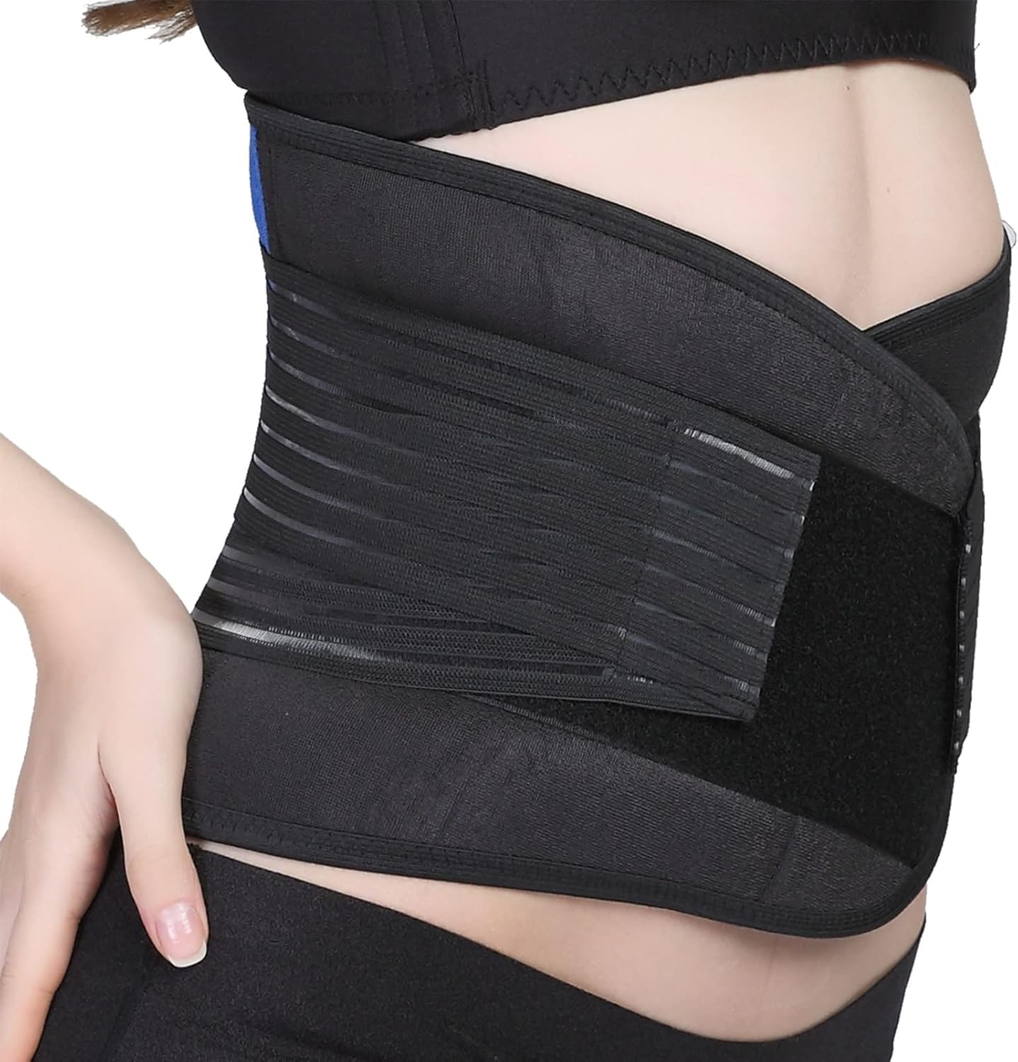 Plus Size Decompression Waist Trainer Lower Back Brace Lumbar Support Belts for Man & Woman for Chronic Pain Sciatica Spasms Nerve and Herniated (Color : Blue Black, Size : XXXXL/XXXX-Large)