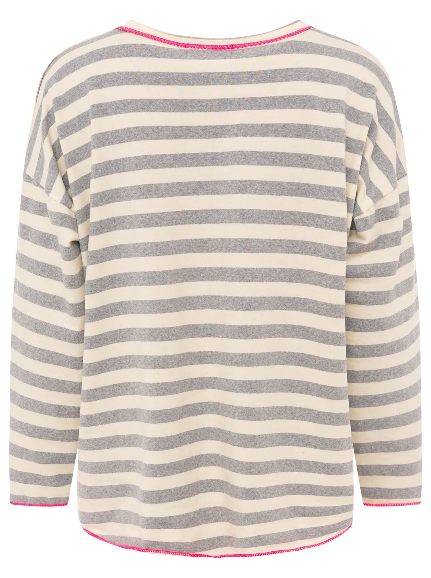 Zwillingsherz Damen V-Neck Sweater mit Streifenmuster – Moderner Langarm Pullover mit V-Ausschnitt und zeitlosem Design