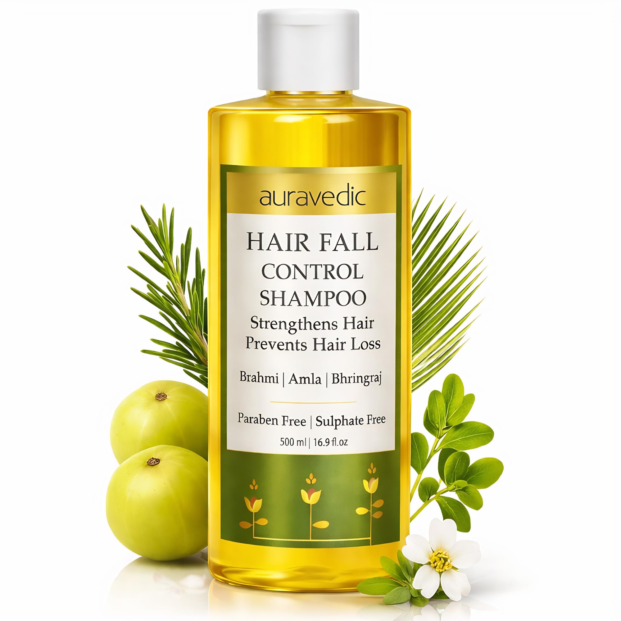 Hair fall shampoo-Auravedic Anti Hair Fall Shampoo For Women Men 500 Ml Best Shampoo For Hair Fall Control with Amla Brahmi Mahabhringraj Oil For Hair Growth Natural Sulphate & Paraben Free-image-43