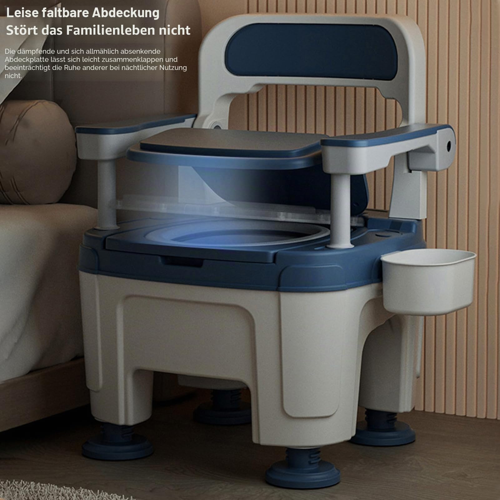 Nachtkommode, tragbare Toilette, Toilettenstuhl mit Griffen, höhenverstellbar, mobile tragbare Toilette, Erwachsenen-Töpfchenstuhl, Belastung 400 kg, für Senioren, Behinderungen, ältere