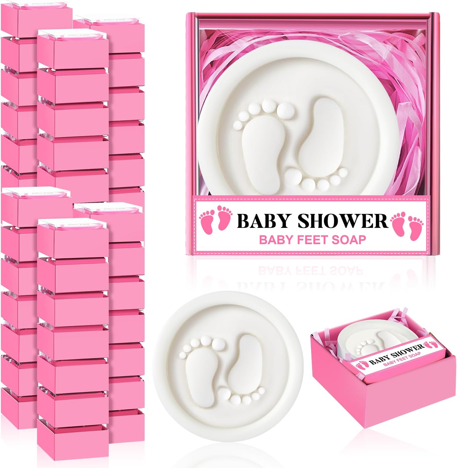 50 Pcs Baby Shower Soap Favors Baby Shower Favors for Guests Baby Shower Favors Baby Shower Gifts for Guest Baby Feet Scented Soap Favors for Gender Reveal Party (Pink)