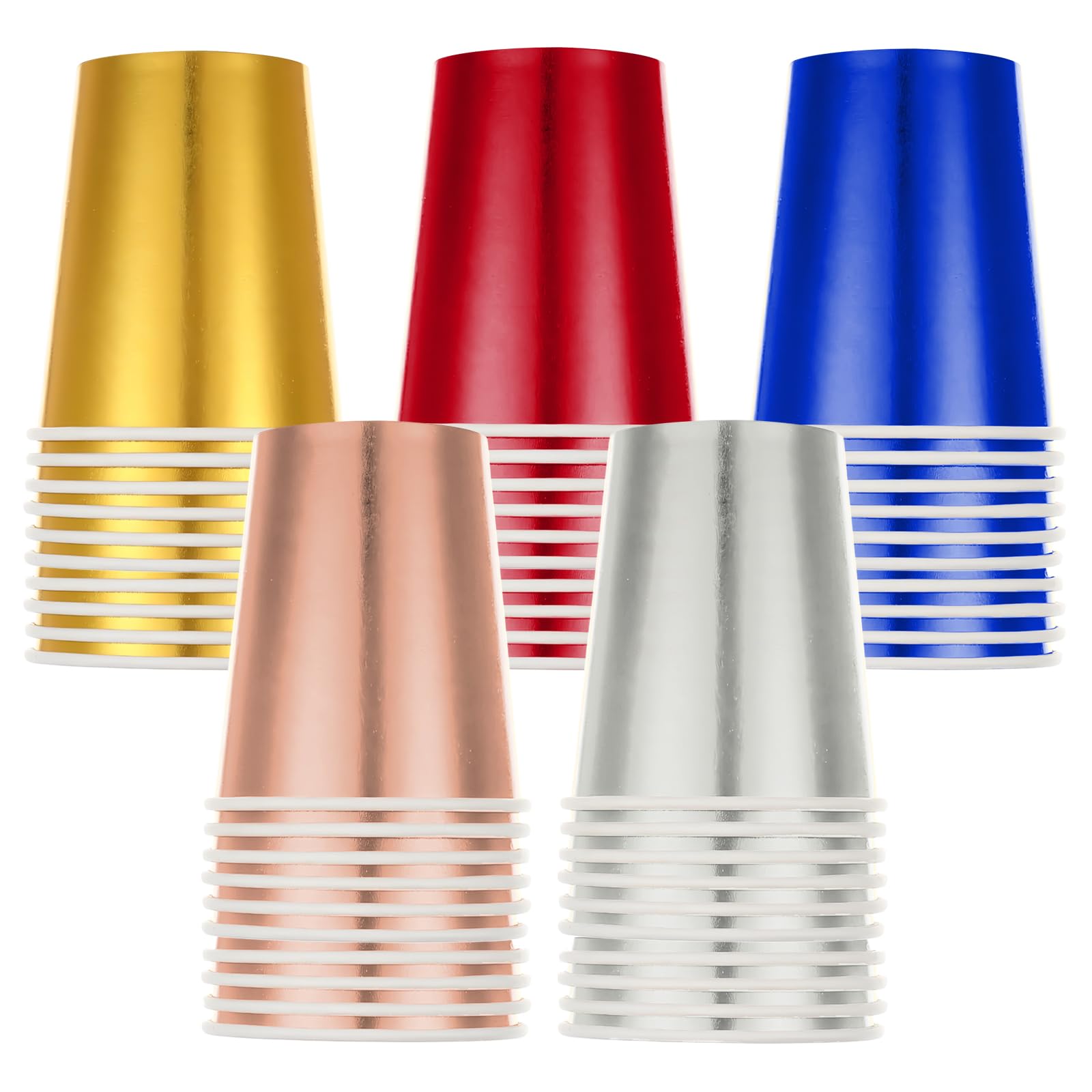 Disposable Paper Cups, 50PCS Multicolor Drinking Cups, Party Cups for DIY Creations Picnics Parties Wedding Barbecues(5 Colors)