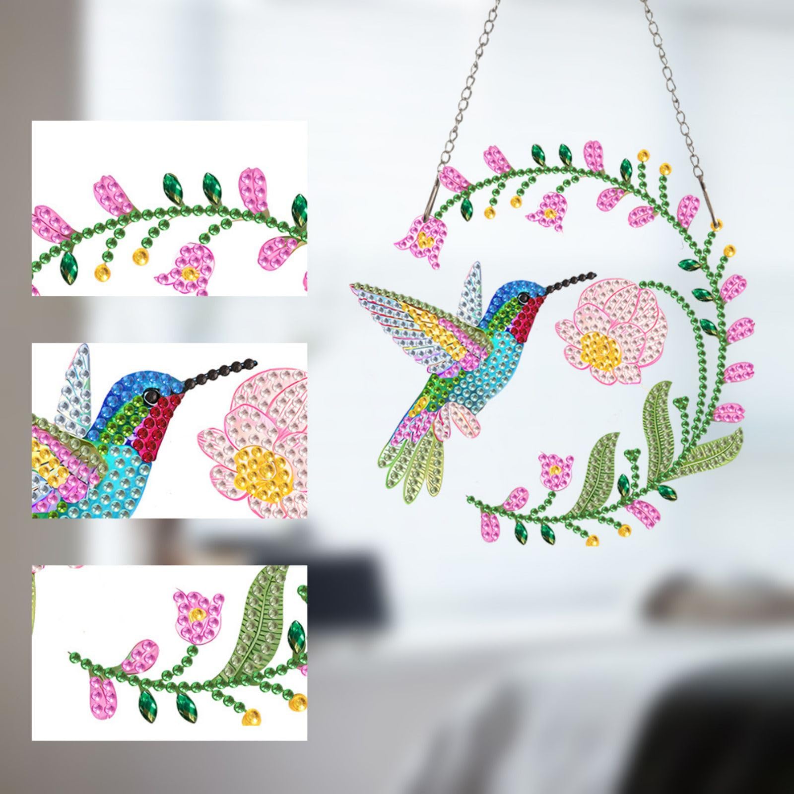DCIDBEI Kit Diamond Painting Pendente A Forma Di Uccello – Carillon A Vento Con Strass 15x15cm, Decorazione Per Finestre E Giardino - 2