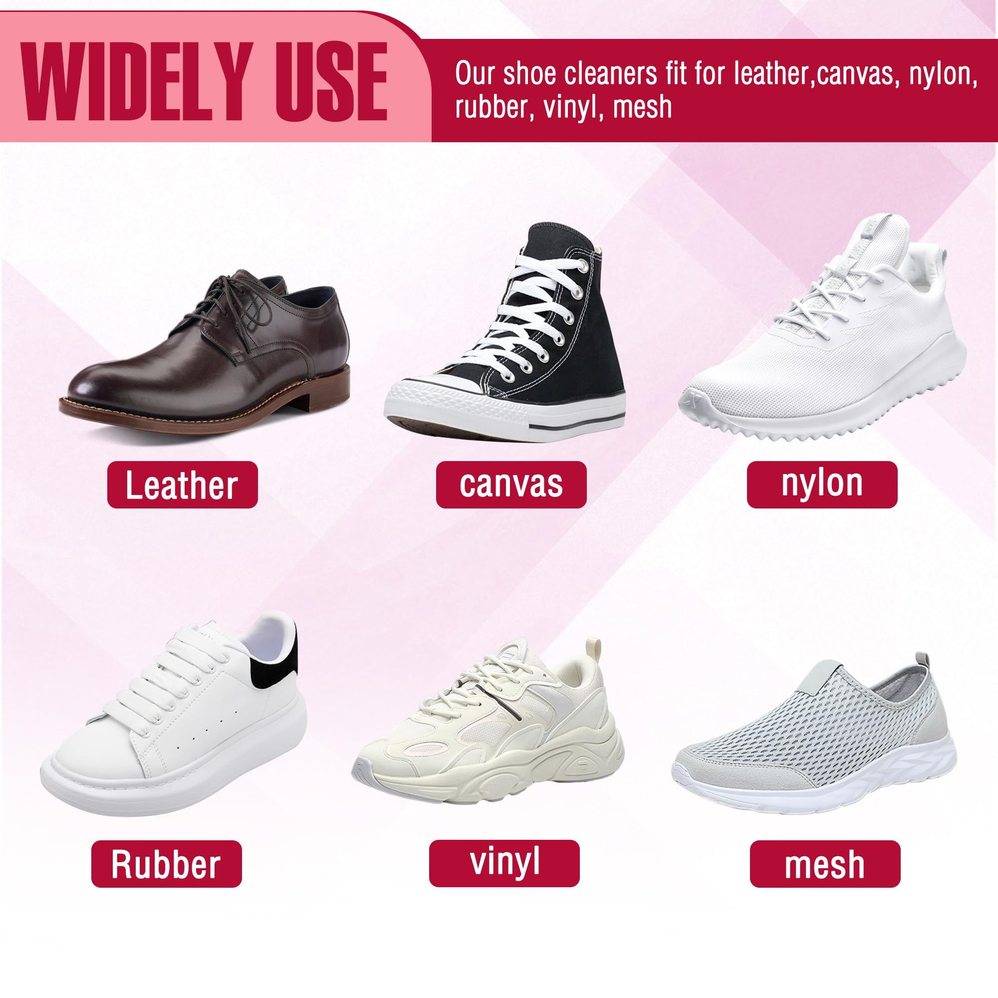 Kit de limpieza de zapatos de 4 piezas, limpiador de zapatos de 8 onzas, 2 botellas, limpiador de tenis, cepillos de nailon y toalla de microfibra para tenis, cuero, nobuck, gamuza, malla y