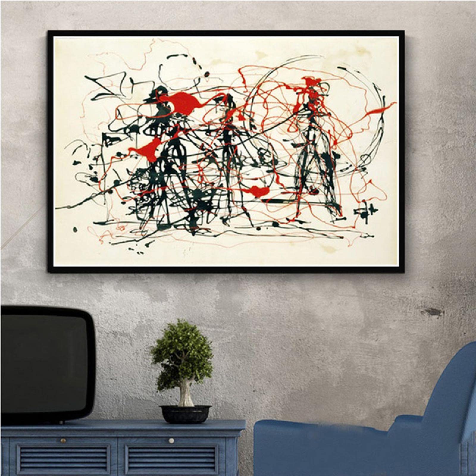 Sztuka ścienna słynny Jackson Pollock abstrakcyjna grafika graffiti obrazy na płótnie plakat do salonu dekoracja domu 80 x 120 cm bez ramy