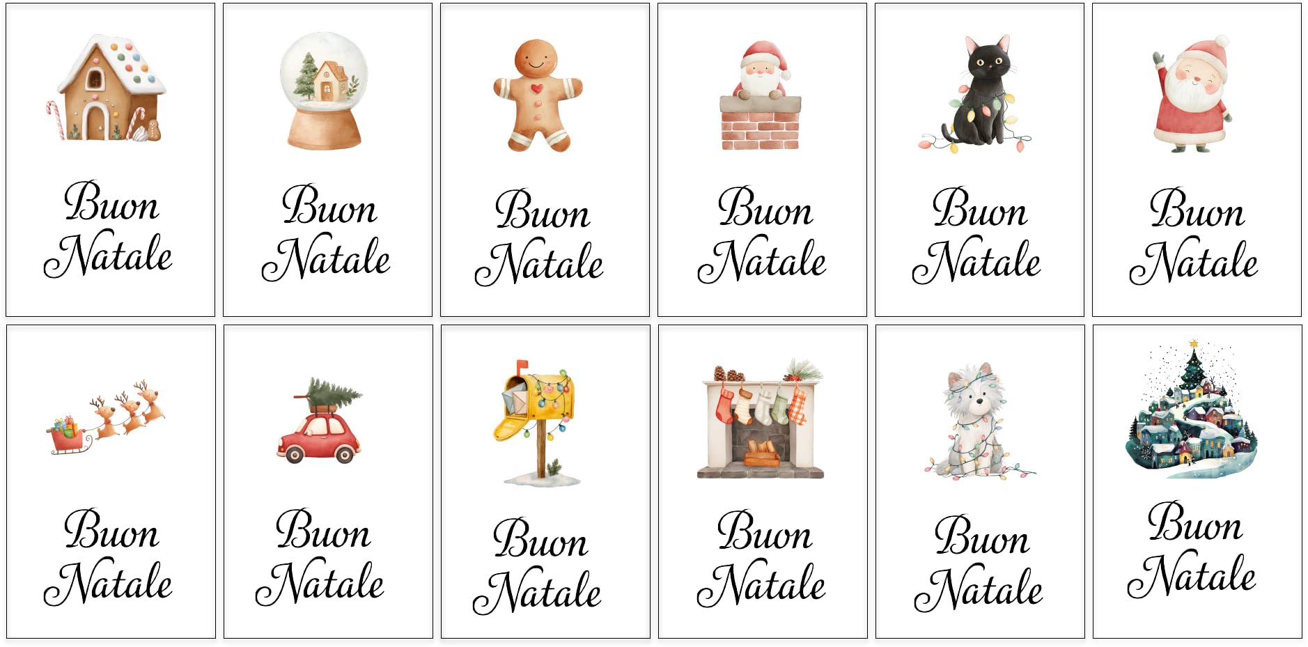 Biglietti di Natale in Italiano A6 con Buste Bianche – Set di 30 per Auguri Festivi