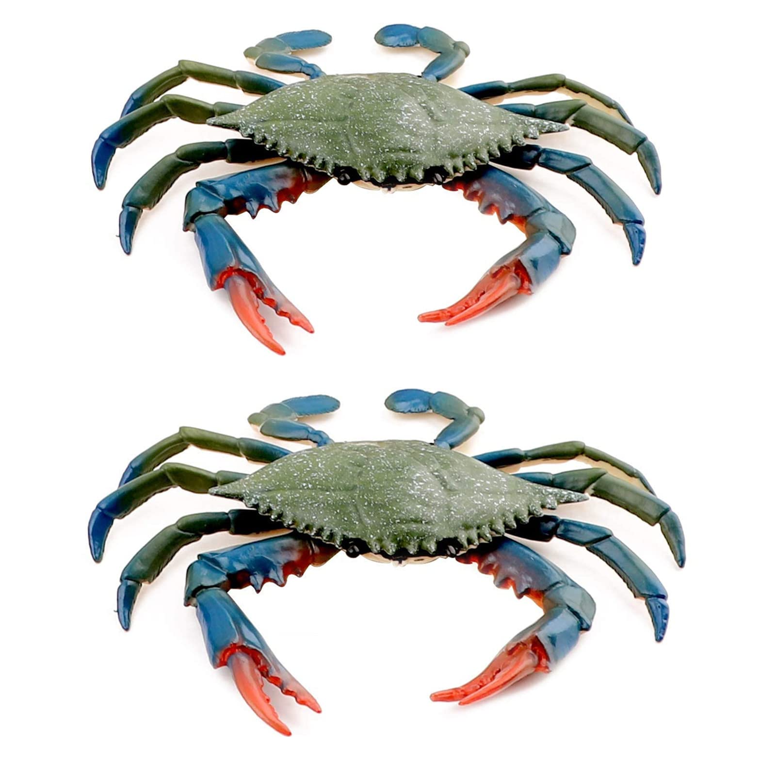 Azure Zone, 2 Pcs Artificial Plastic Crabs Sea Animal Life Realistic Creatures Educational Animals Model Decoration Blue