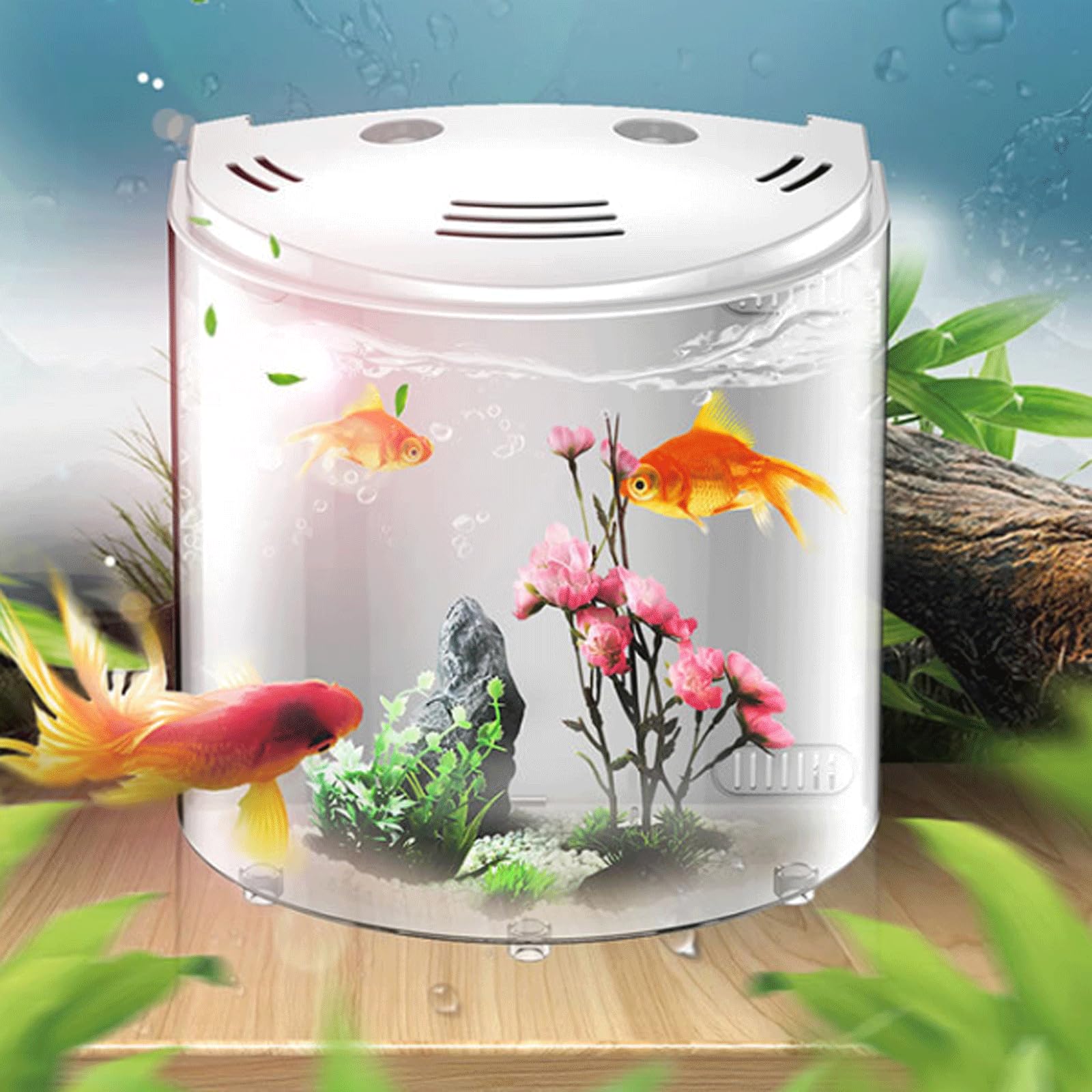Acquario Serbatoi di Pesce di Pesce Betta acquari Serbatoi di Pesce con Pompa dell'Acqua del Filtro e Luce per lumache, Piccoli granchi Acquario Piccolo