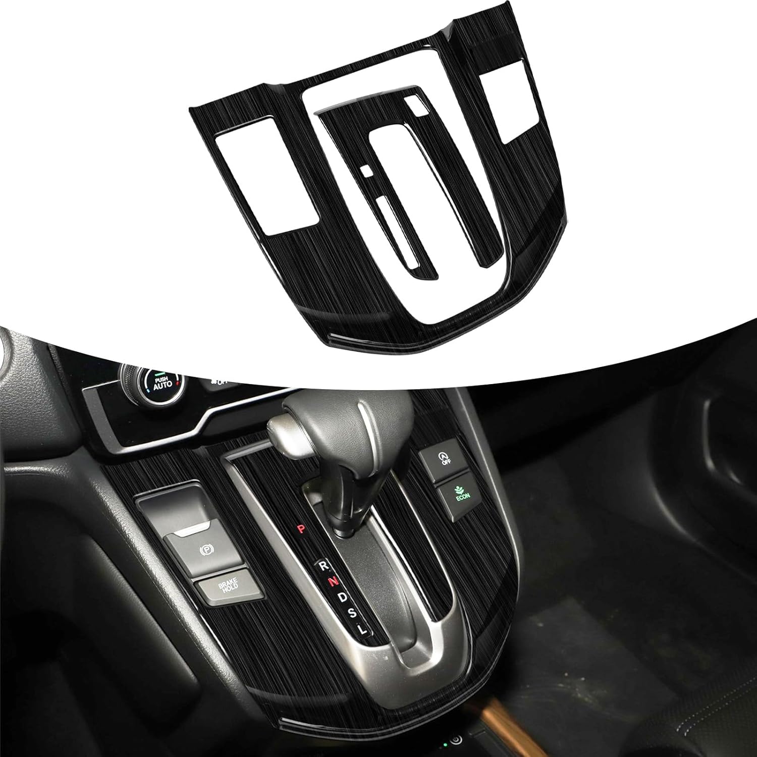 Compatible with Honda CRV 2017-2022 - Brushed Black Stainless Steel Gear Shift Panel Trim, Interior Decoration & Protection Cover with Gear Lever