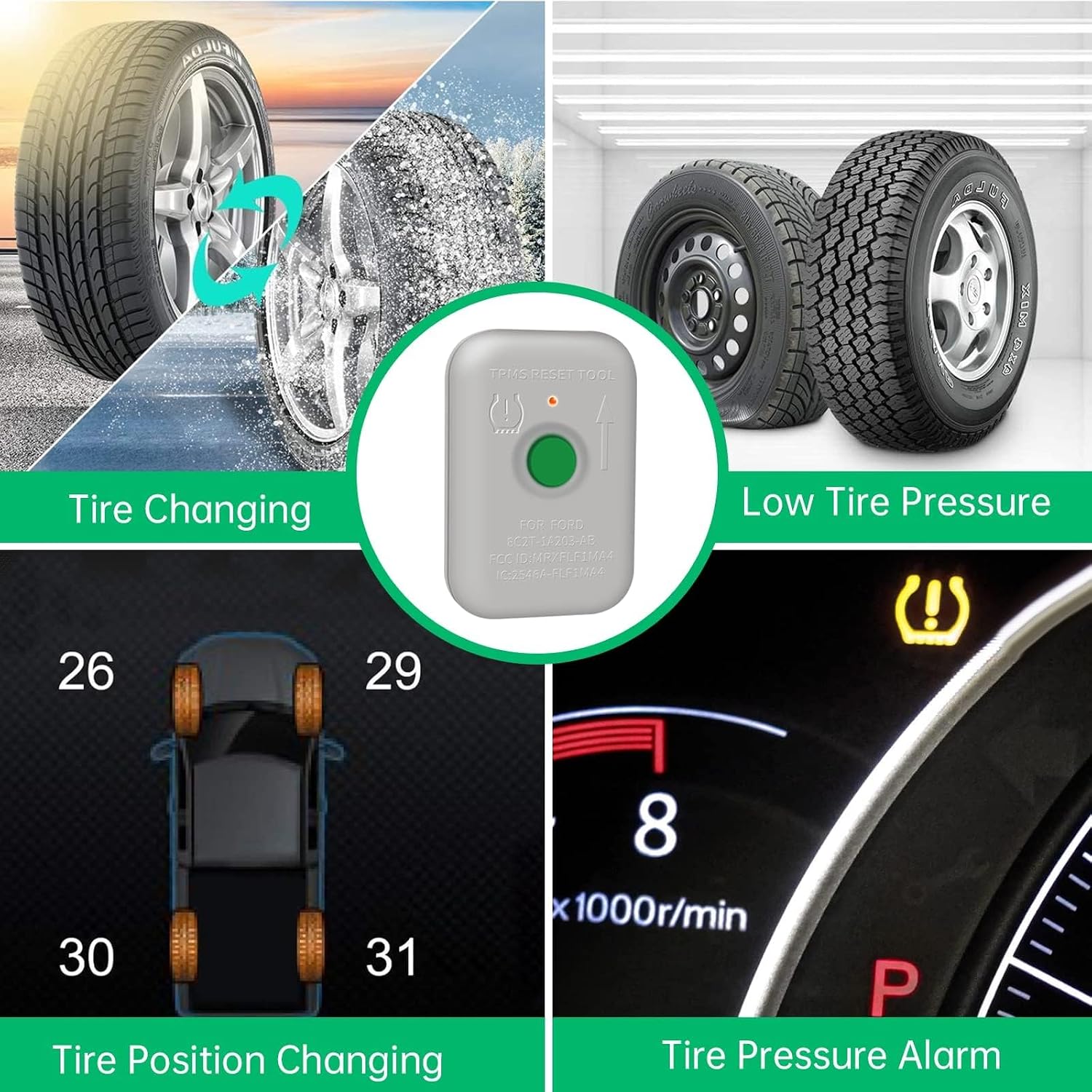 VXDAS TPMS Reset Relearn Sensor Tool for F0rd -Tire Pressure Monitor Programming Activation Transmitter Compatible with F-150, Mazda, Lincoln, Mercury - 2023 Edition (8C2Z-1A203-A)