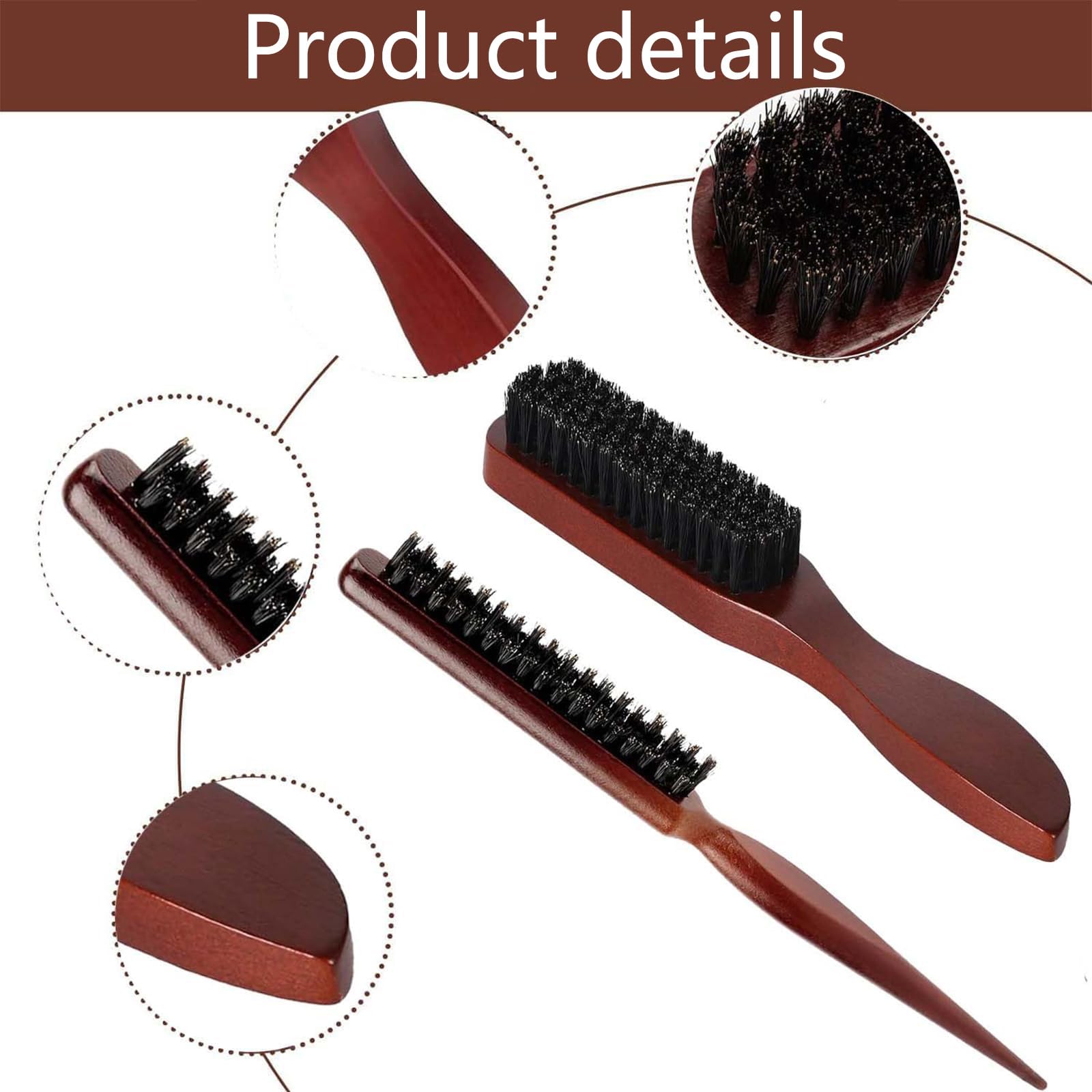 Hair Massage Brush, 2 Pcs Soft Bristle Smoothing Tools for Trimming and Combing Long/Thick/Curly/Thin Hair and Beard - Image 4