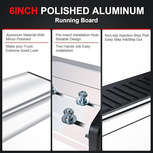 Miniatura 3 de Estribos de aluminio de 6 pulgadas compatibles con Chevy Silverado/GMC Sierra 1500 2019-2026, Chevy Silverado 2020-2026/GMC Sierra 2500 3500 HD Crew