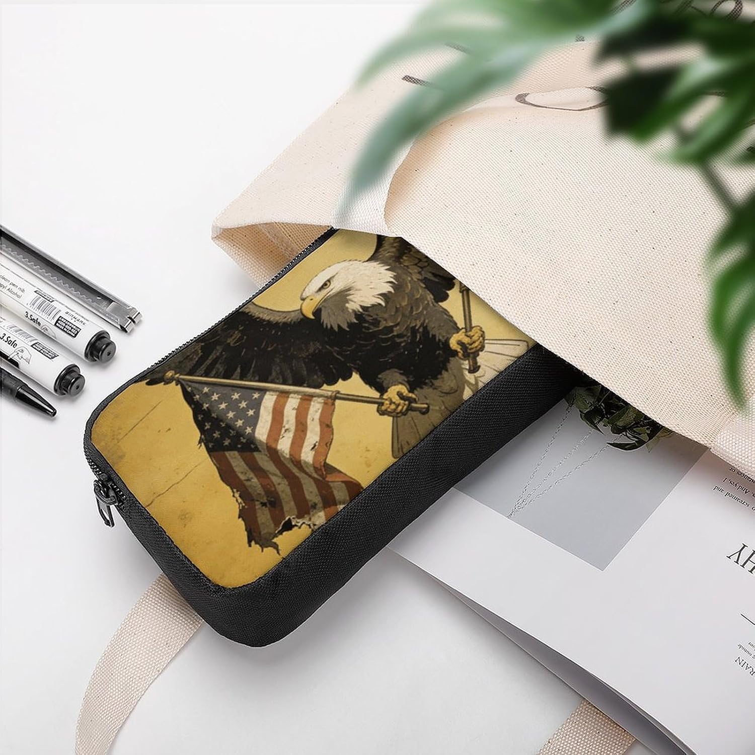 250th American Bald Eagle Pencil Case Large Capacity Pencil Pouch image 5