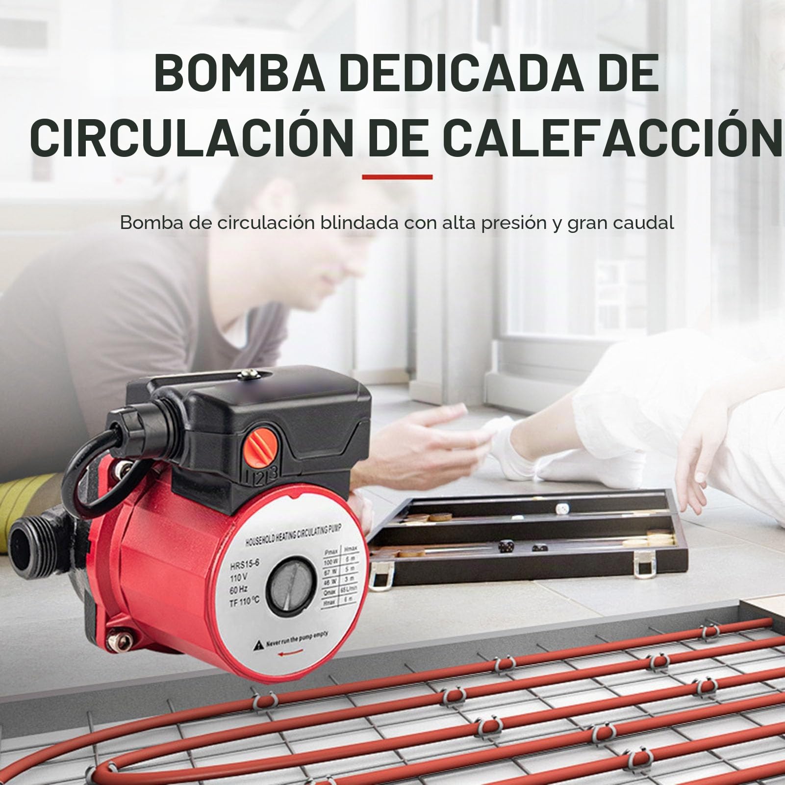 Asixxsix Bomba de Recirculación de Agua Caliente, Máx.Bomba Circuladora de Agua Conmutable de 100 W, 17 GPM, Cabezal de 19,7 Pies, 3 Velocidades, con Tubería NPT de 1 Pulgada, Junta de (Enchufe