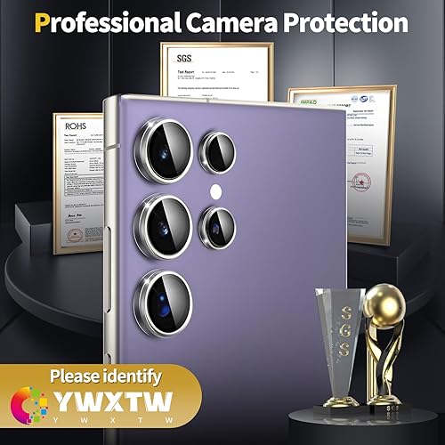 Miniatura 2 de YWXTW Protector de lente de cámara para Samsung Galaxy S24 Ultra, 3 veces resistencia a los impactos Protector de pantalla individual de vidrio