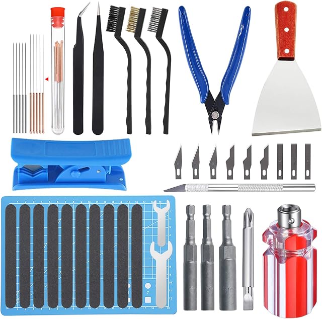 SOOWAY 36 pcs 3D Printer Tool Kit Includes Remove Tool, Cleaning Tool, Sanding and Hot end Disassembly Tool 3D Print Accessory Sets 3D model Tools For 3D Printing And Finishing