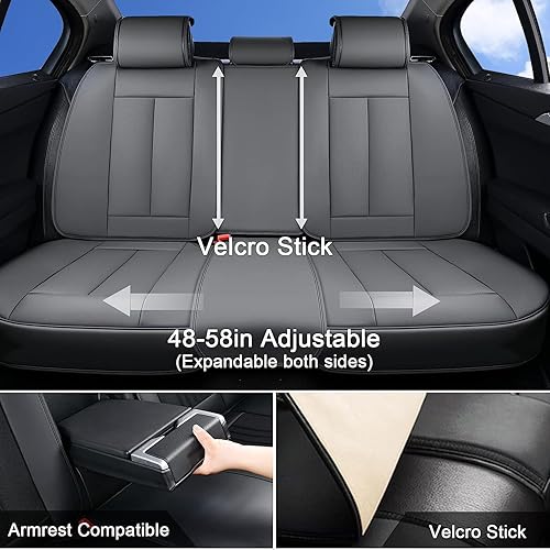 Miniatura 2 de Coverado Juego completo de fundas universales para asiento de automóvil, 5 asientos universales para automóviles, fundas impermeables de piel de