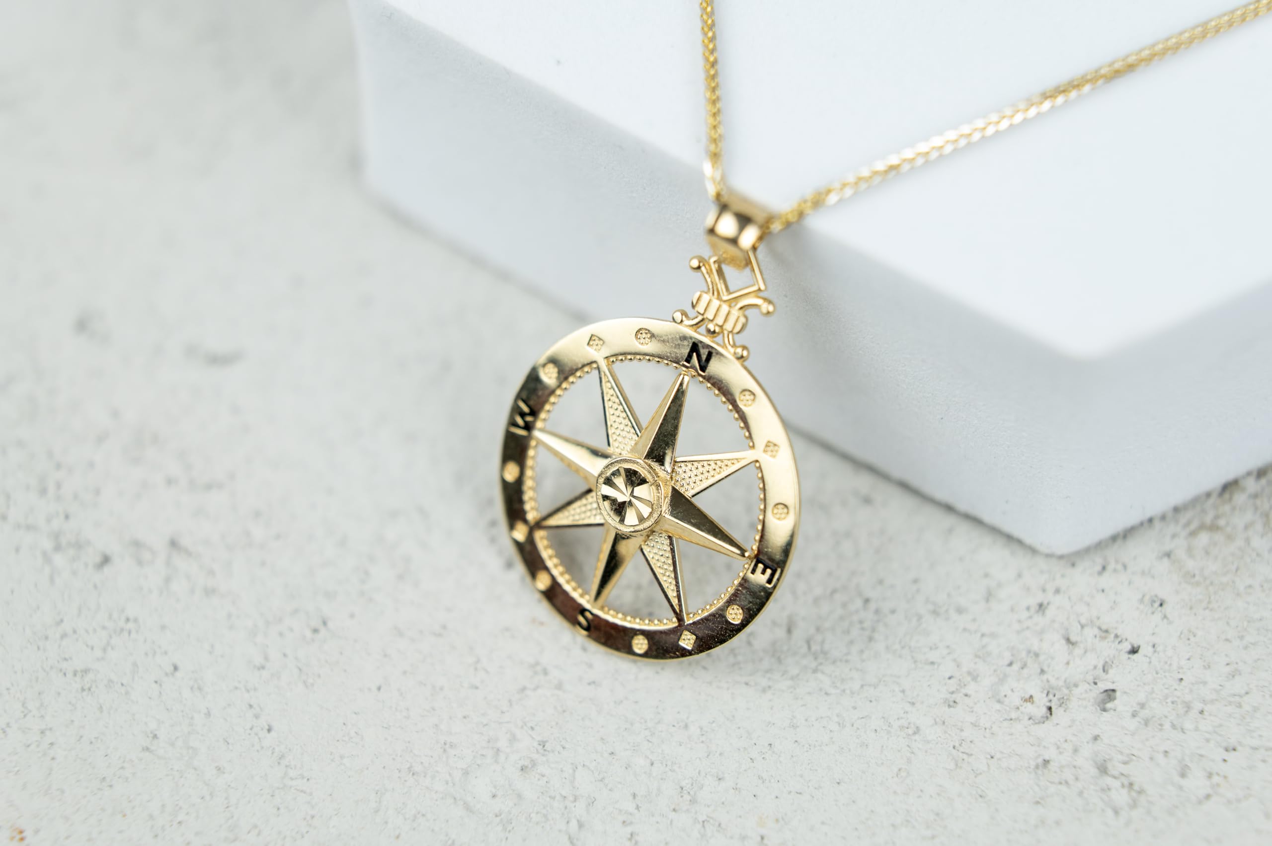 Rodium, Anhänger Gold, Windrose, 585/14K