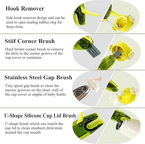 Cepillo de limpieza multifuncional 3 en 1 cepillo de tapa para botella pequeña cepillo de limpieza de pajillas herramientas multifuncionales de