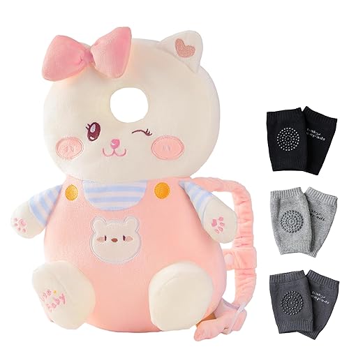 Miniatura 14 de Feidoog Mochila Cojín Protector de Cabeza para Bebé con 3 Rodilleras para Caminar y Gatear, Dragón Dragón verde,Astronautas azules y