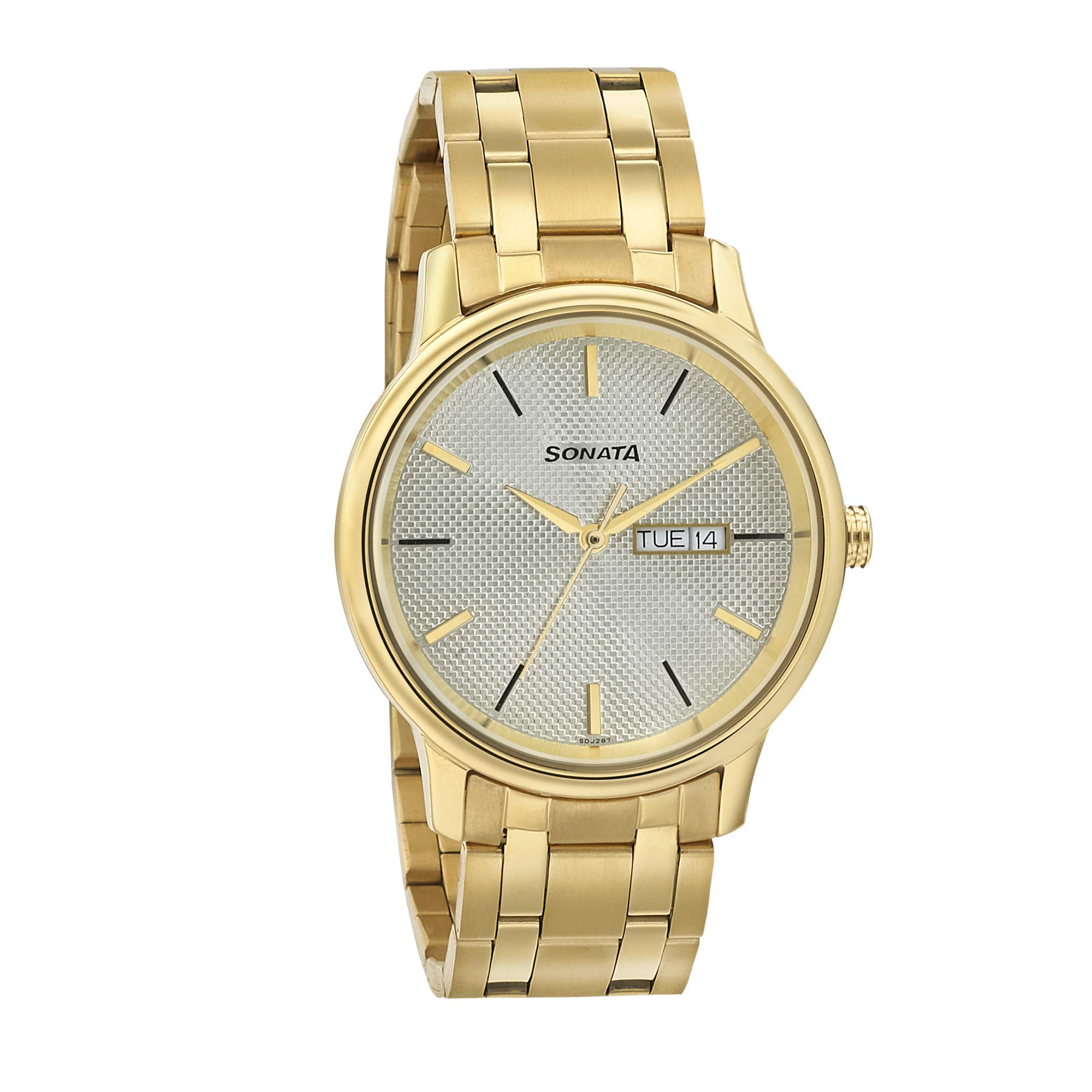 Sonata Quartz Analog with Day and Date Champagne Dial Metal Strap Watch for Men-NS7134YM03 (B07RP9F9KM) Amazon Price History, Amazon Price Tracker