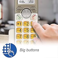 Vista 4 de AT&T - Teléfono inalámbrico expandible con sistema de respuesta y teclas XL retroiluminadas, 5terminales, champán claro