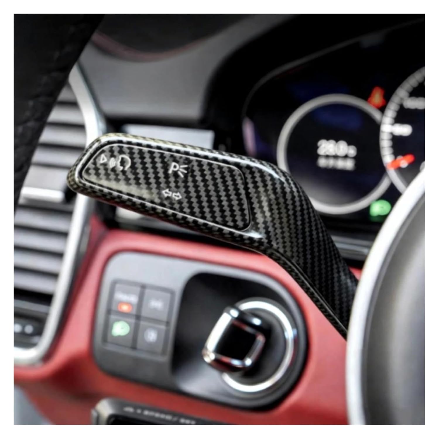 2PCS Car Steering Wheel Headlight Switch Control Cover Carbon Fiber Wiper Switch Trim Compatible for Porsche Cayenne 2019-2026 Accessories(Carbon Fiber 1 Pair)