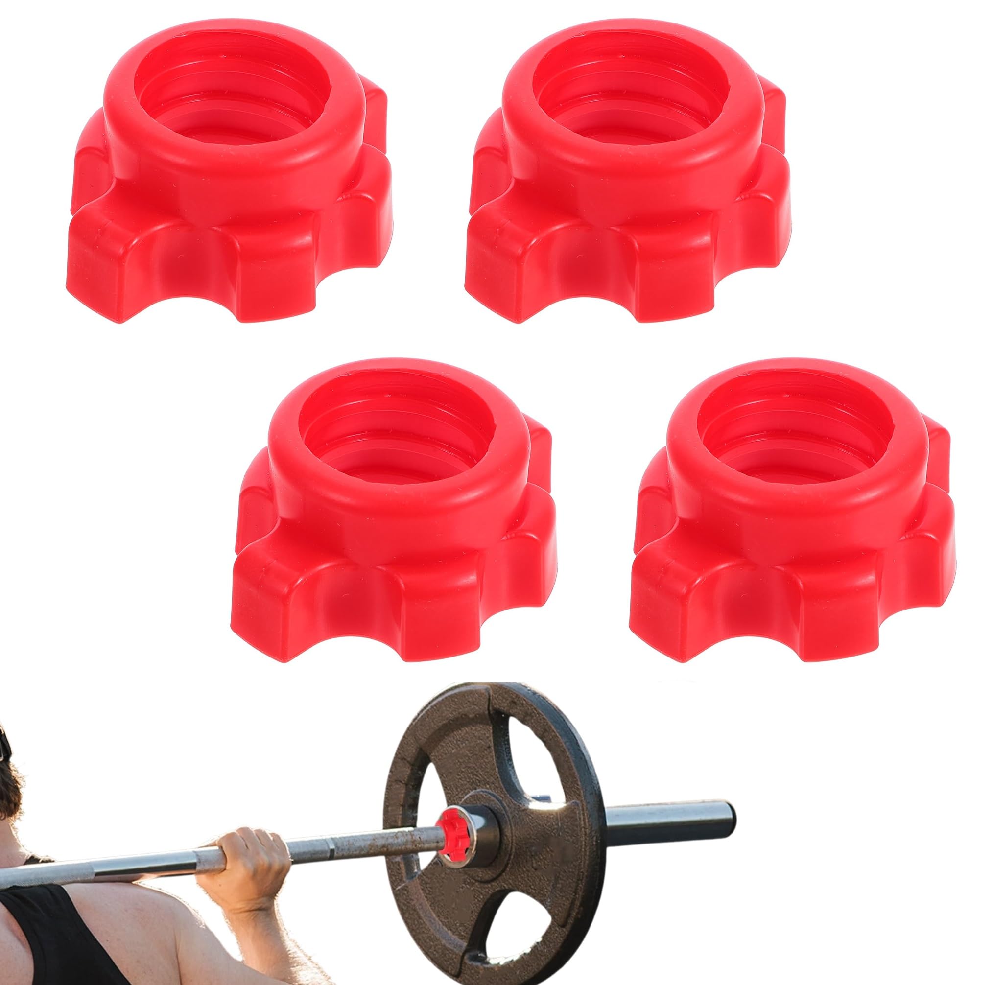 Healeved Dumbbell Bar Nut Accessories 4 Pcs Threaded Locking Screws for Adjustable Barbell Fitness Equipment Attachments 2.05X1.65X0.83In