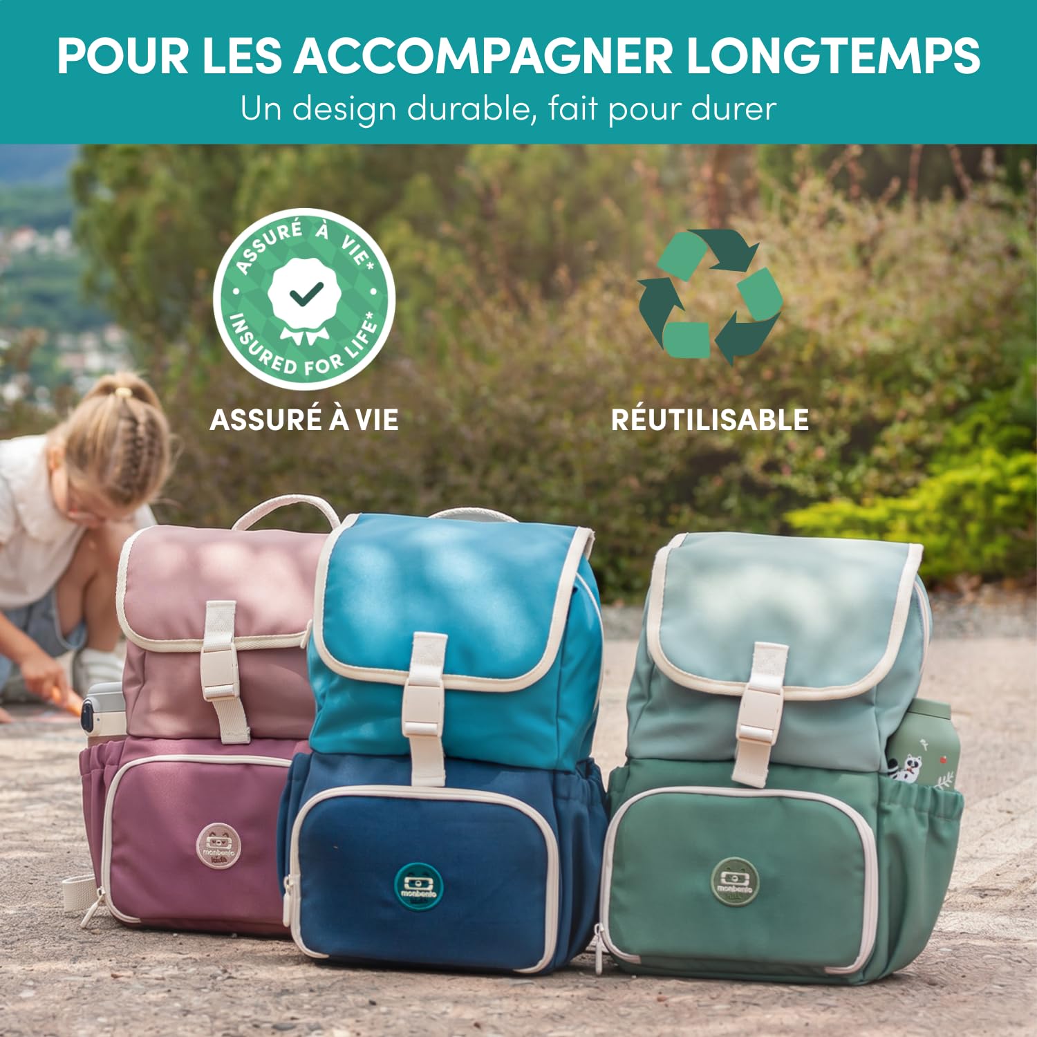monbento - Sac Isotherme Enfant 2-en-1-9L - pour le Goûter - Rose