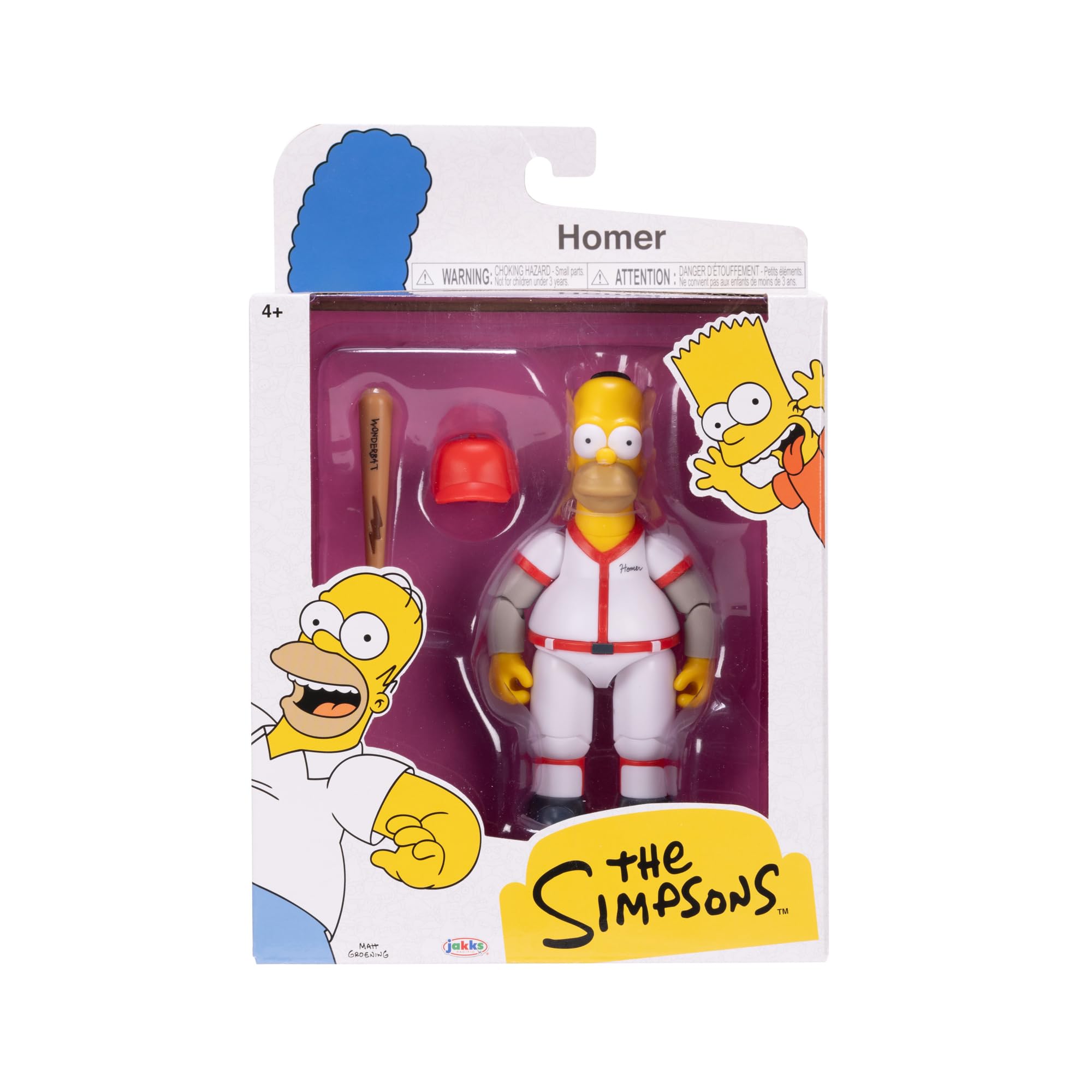 The Simpsons Action Figure da baseball Homer da 12,7 cm, con mazza e cappello rimovibile Wave #3