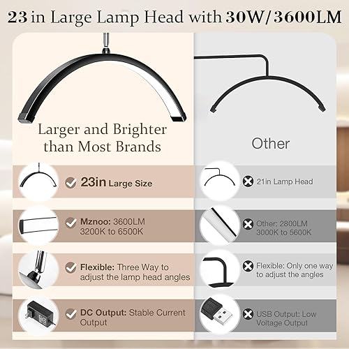 Miniatura 8 de Luz de pestañas, luz de media luna grande de 23 pulgadas para Lash Tech Nail Tech Tattoo Artist y cuidado de la piel, lámpara de pestañas LED de