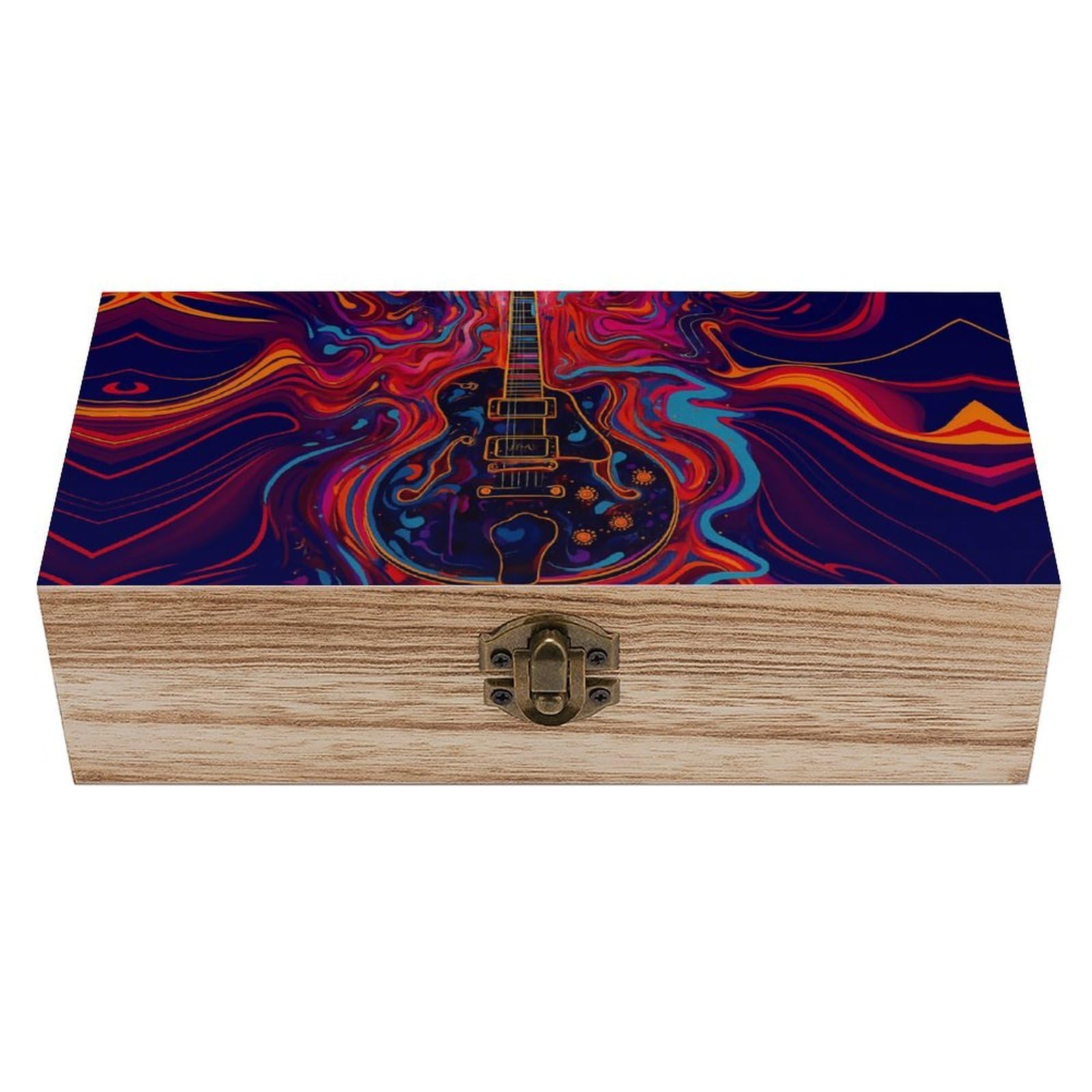 SMAZDFXX Colorful Electirc Guitar Wooden Storage Box Multipurpose Decorative Box for Jewelry Photo Home Decor