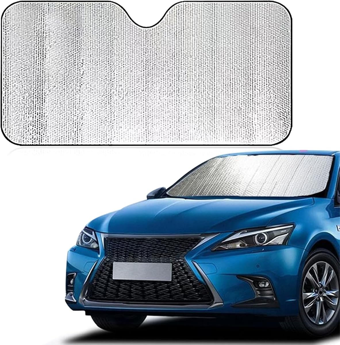 Pack-1 Parasol universal para parabrisas, cubierta protectora solar para ventana delantera, cubierta de refrigeración para camión, SUV y coche (plateado # 55,1" x 27,5")