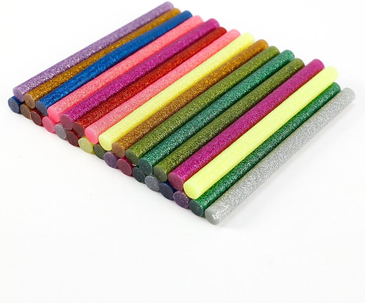 High Quality Glue Gun Stick Adhesives Mini Round High Strength Glitter Hot Melt Glue Sticks 100mm x 7mm for Heating Glue Gun Arts Handicrafts Multi Colors 1 Lot of 30 Pcs