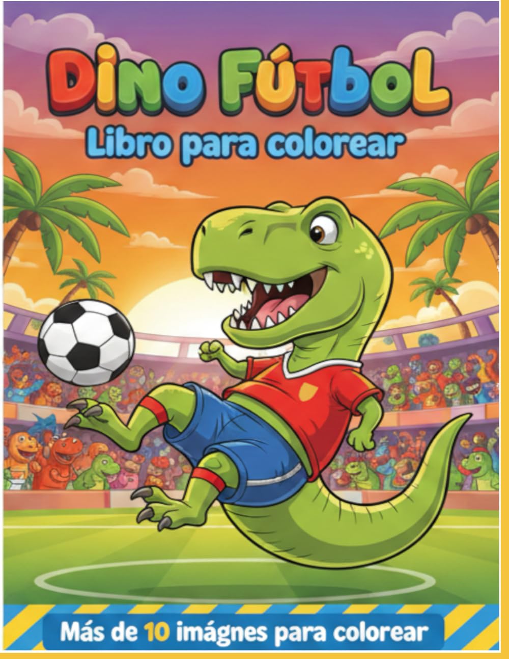 Dino Fútbol: Libro de Colorear para Niños | 10 Increíbles Dinosaurios Jugando al Fútbol: Libro de colorear para niños.