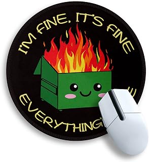 Gctriki Dumpster on Fire Mouse Pad, Funny Small Mouse Pads for Desk, 8.6in | Travel Mousepad for Computer Laptop, Stitched Edge, Non-Slip Rubber Base, Portable, Cute Office Desk Accessories Decor