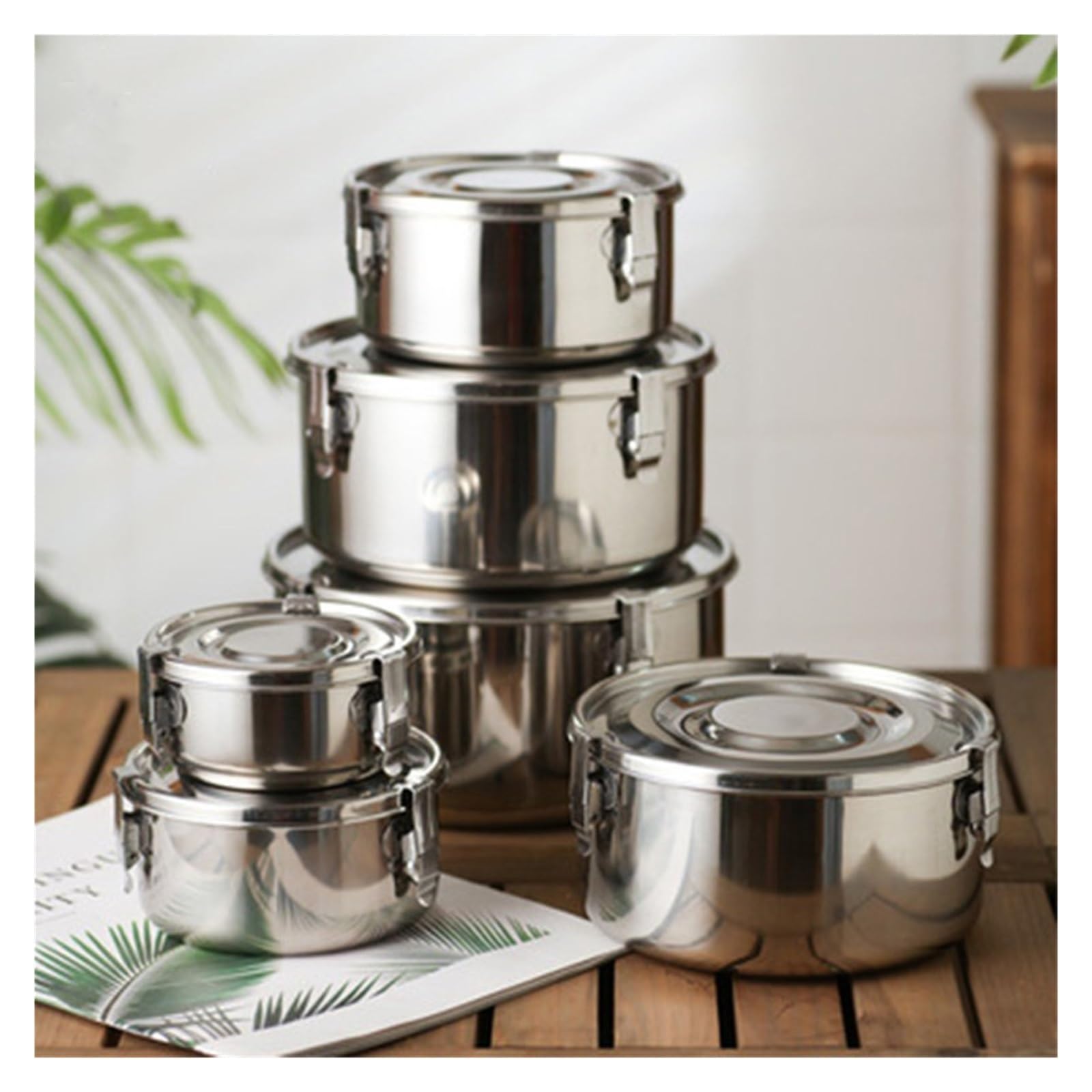 Fiambrera de acero inoxidable aislada con chaqueta, fiambrera de acero inoxidable 304 de grado alimentario, caja Bento antifugas, caja de picnic fuerte for frutas, aperitivos, 3503000 ml, fiambrera fo