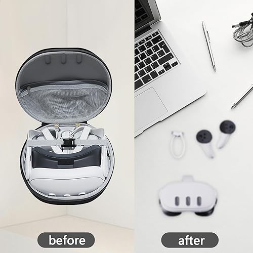 Miniatura 4 de Succlin Estuche rígido de transporte para Quest 3, estuche de viaje para auriculares de realidad virtual para accesorios Quest 3, adecuado para
