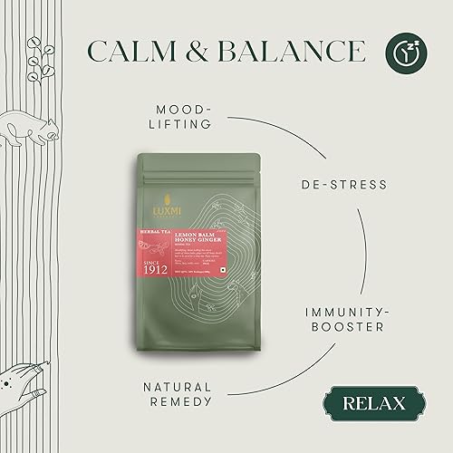 Miniatura 4 de Luxmi Estates - Té de hojas sueltas con bálsamo de limón, miel y jengibre, 50 bolsas de té, té de hierbas orgánicas, bolsas de té sin cafeína para