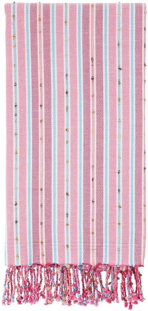 Zeppo Pink Beach Bath Towel - 100% Turkish Cotton - Sand Resistant Highly Absorbent Fast Drying Super Soft - Boho Bohemian Towels Peshtemal Blanket Pareo Sarong
