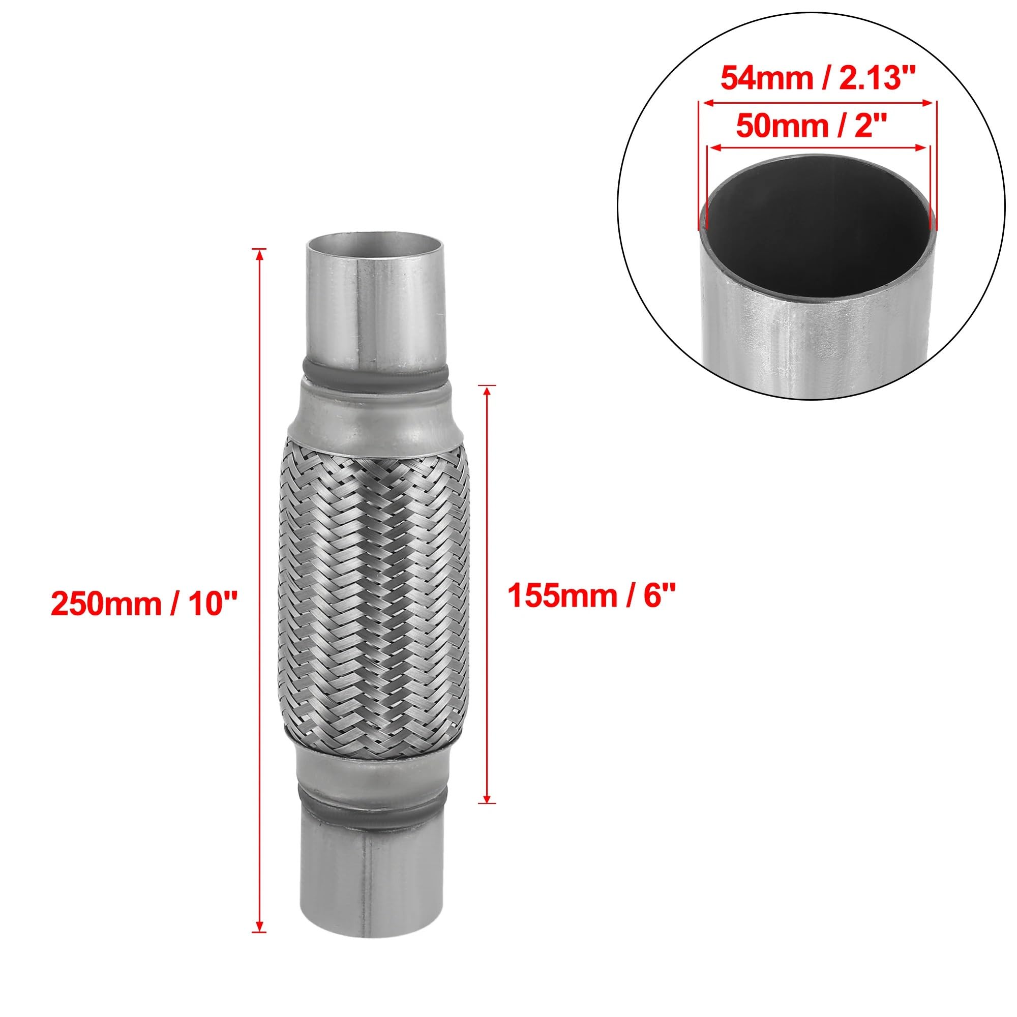 Vehicle Silencer 45/50/55/65/70/75mm tłumik samochodowy elastyczna rura wydechowa elastyczne rurki złącze wydechowe ze stali nierdzewnej Tłumik do Samochodu(50x155x250mm)