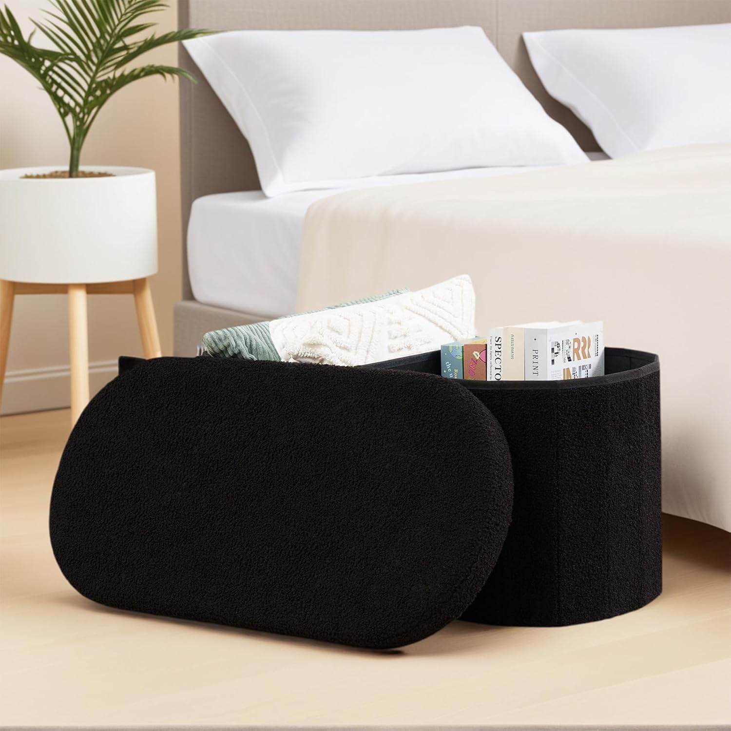 30 Inches Ottoman with Storage,Bedroom Bench with Storage, Ottoman Foot Rest for Living Room,30" L x 15" W x 15" H-Dark Grey