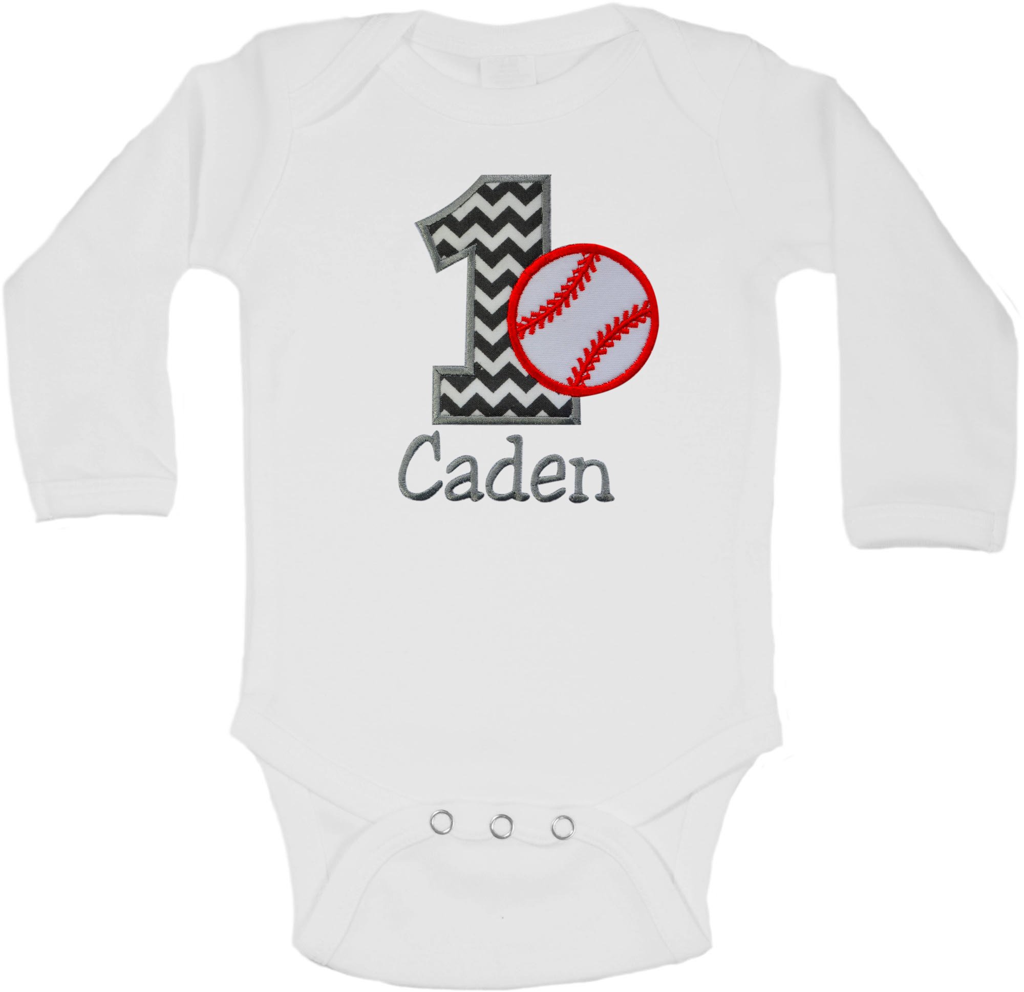 Funny Girl Designs Embroidered Personalized Birthday BASEBALL Year 1 Bodysuit for Baby Boys with Your Custom Name (18 Months)