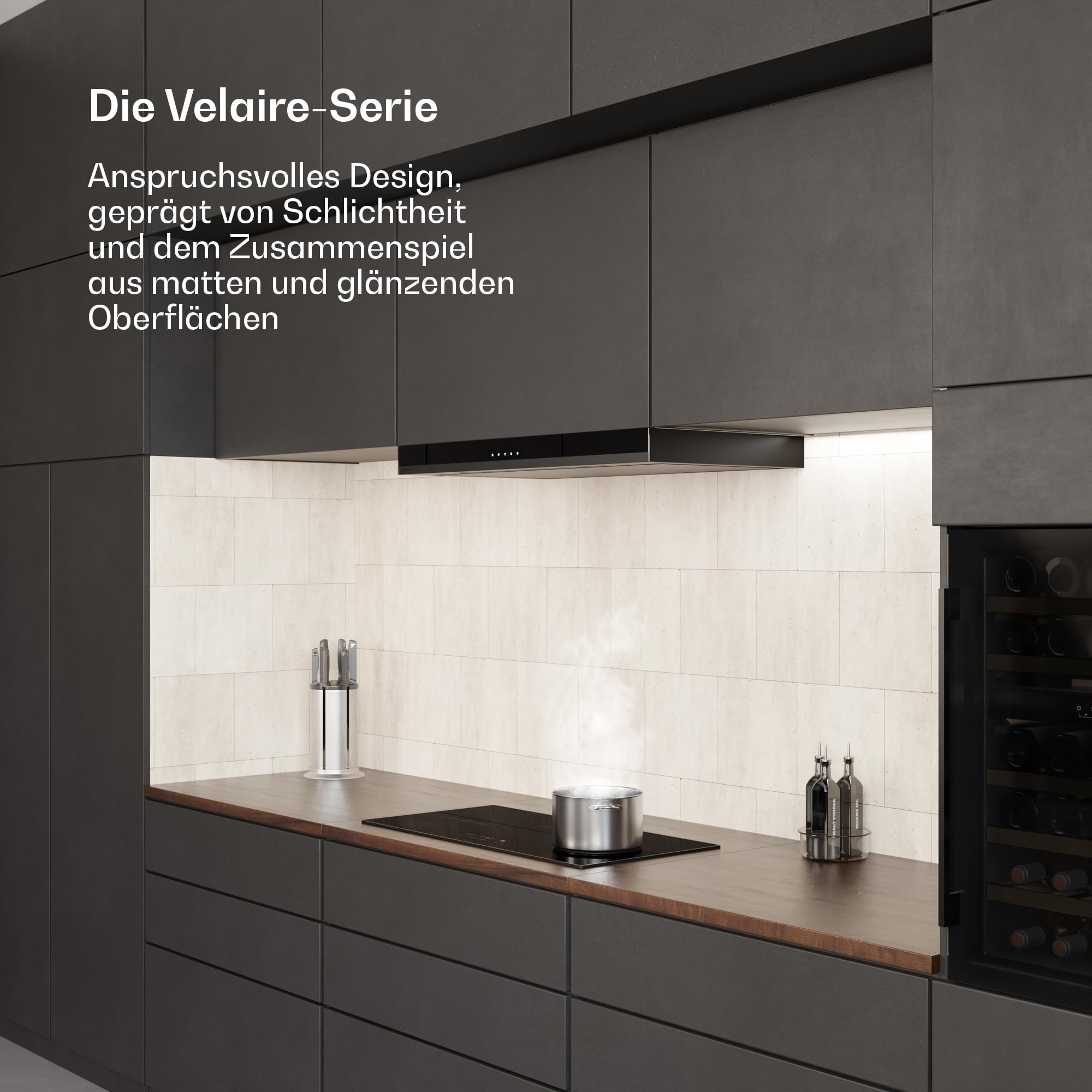 Klarstein Velaire Induktionskochfeld - 80cm, 3-Zonen, 5500W Boost, Touch-Slider, Timer, Kindersicherung, Restwärmeanzeige, Glas, Minimalistisches Design, Kochfeld Induktion