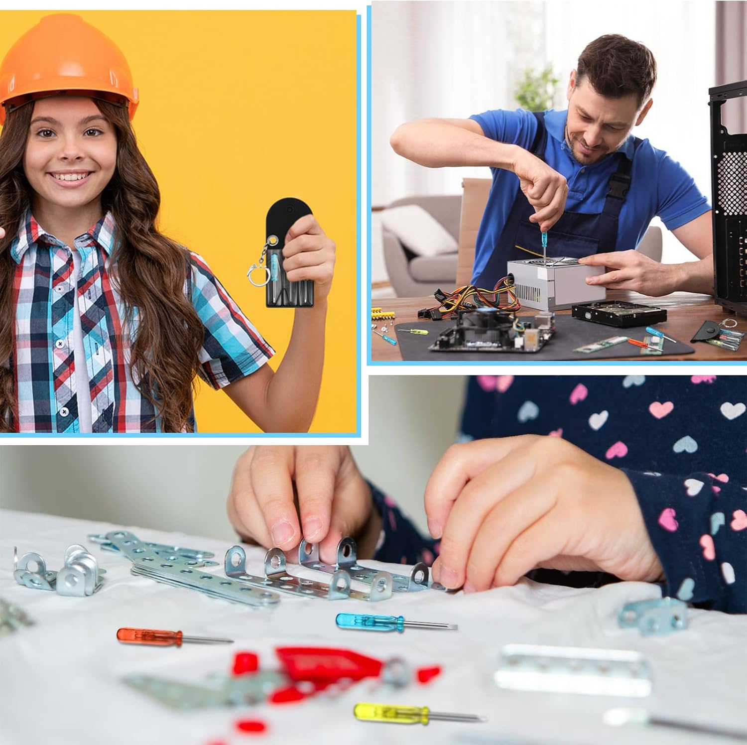 Jutom 20 Set Mini Screwdriver Keychain Set Bulk Includes 3 Mini Screwdrivers in a Portable Pouch with Snap with Hook Bulk Adult Men Employee Coworkers Gifts for Birthday Tool Party Favors Prize - Image 6