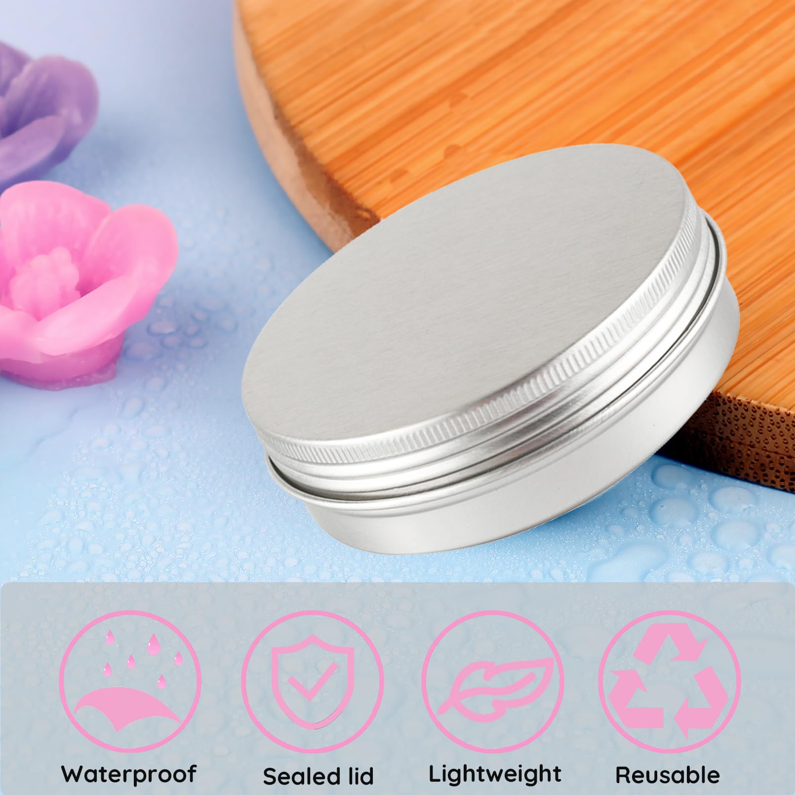 100 Piezas Tarros de Aluminio 100 ml Plata con Tapa – Lata Aluminio Redonda D83mm x H24mm – Botes Metálicos Pequeños para Cosmética, Velas DIY, Almacenamiento y Viaje