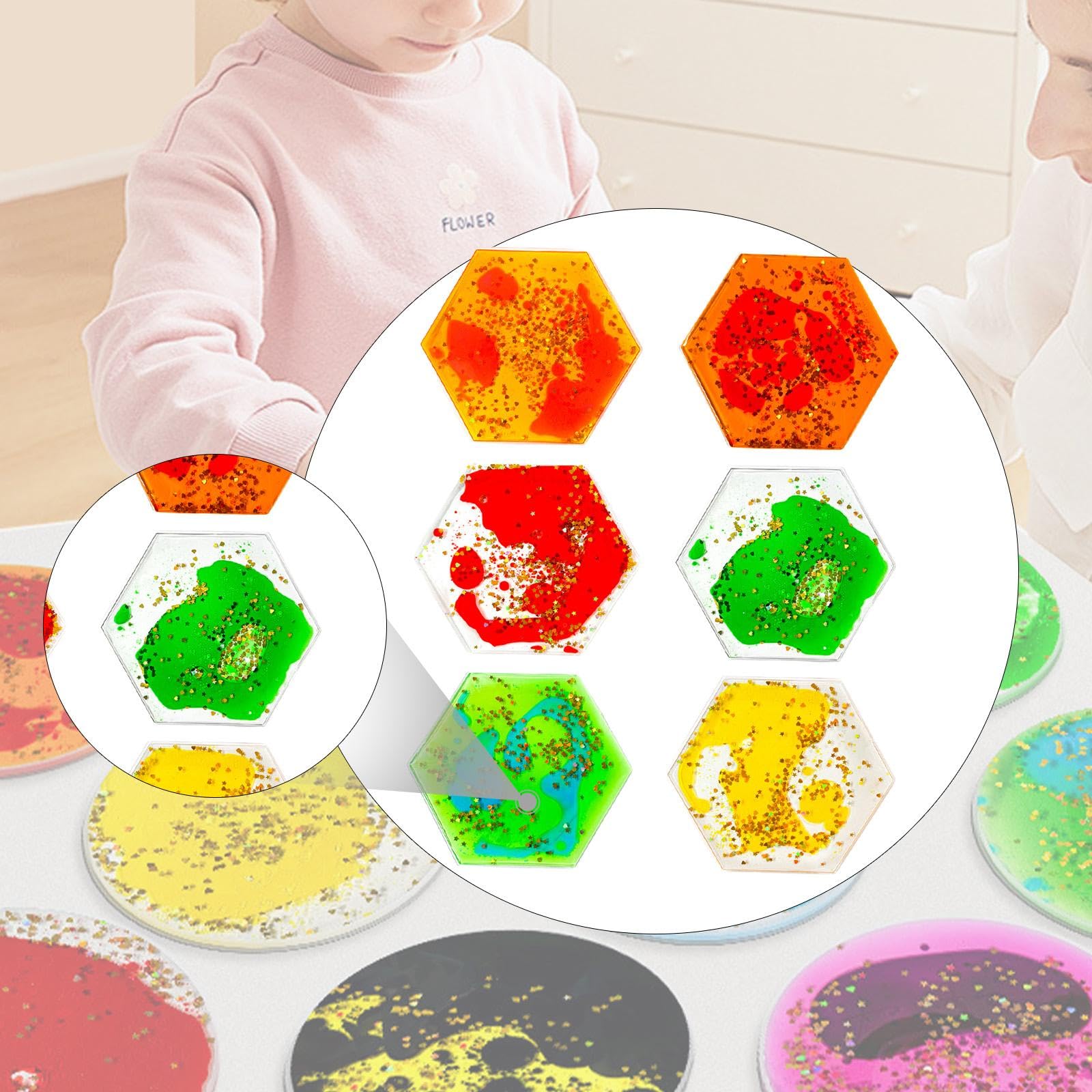 Set Sensorische Spielzeuge Aus Flüssiggel, Ideal für Kinder, Aus Weichem TPU Zur Förderung Der Wahrnehmung – Ostergeschenk, Sechseck