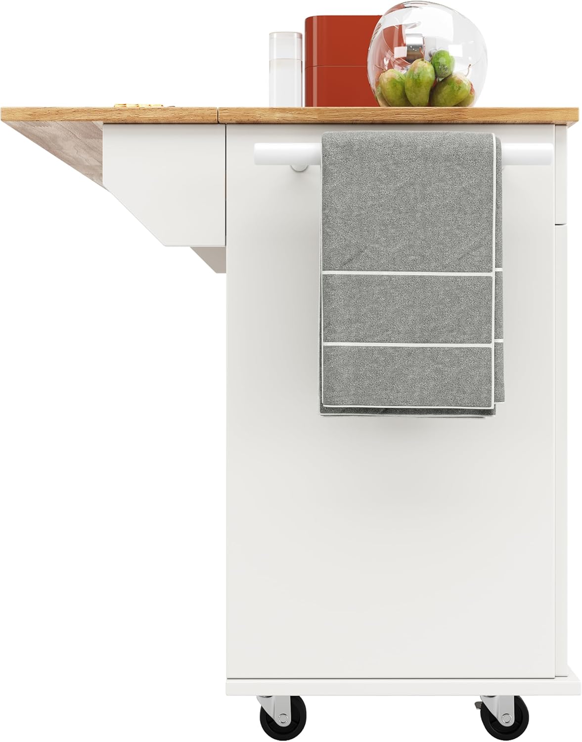 Rolling Kitchen Island Storage Trolley Large Cabinet 2 Drawers Adjustable Shelf Spice & Towel Rack Sideboard Cart Dining Room nizer White Kitchen Furniture