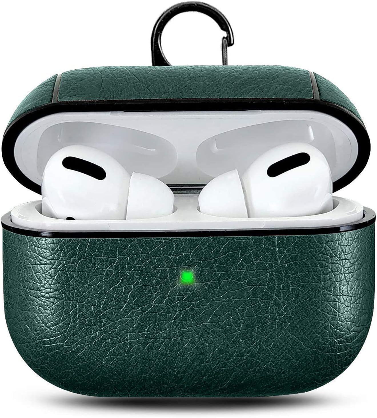 mStick Airpods Pro Leather Protective Cover Compatible with Airpod Pro Case Leather Airpods Pro Protective Case Cover with Keychain for Apple Airpods pro- Green