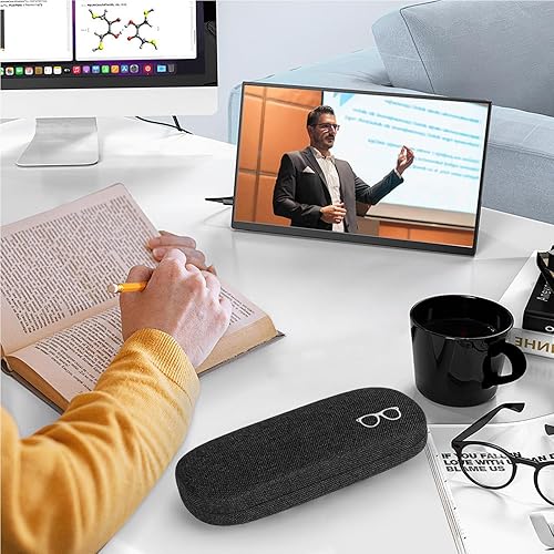 Miniatura 5 de Estuche rígido para lentes con paño de limpieza, unisex, para lectura, para mujeres y hombres, Negro -
